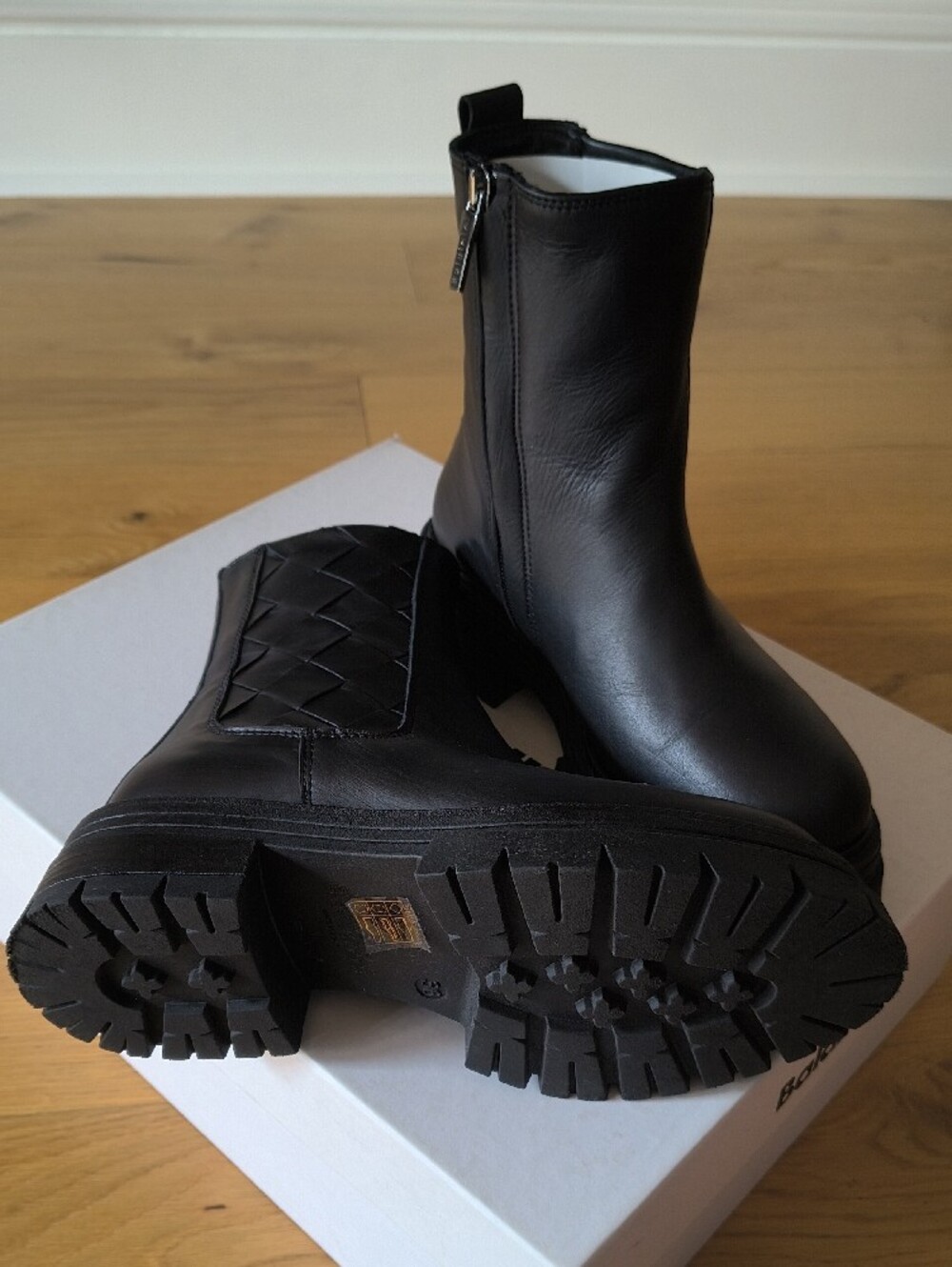 Baldinini Black Leather Chunky Platform Ankle Boots Made In Italy Size 36 - Picture 3 of 11